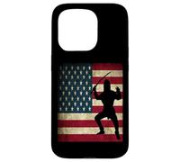 Custodia per iPhone 15 Pro Ninja Warrior Bandiera americana americana