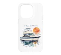 Custodia per iPhone 15 Pro No Plans Just Sunsets Acquerello Cabin Cruiser Barca Regalo