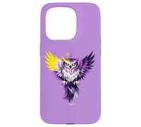 Custodia per iPhone 15 Pro Nonbinary Owl Bird Enby NB Pride Flag Colors Tattoo Style