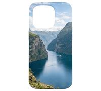 Custodia per iPhone 15 Pro Norvegese Fiordo montagna scogliere acqua paesaggio scenico