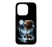 Custodia per iPhone 15 Pro Nova Scotia Duck Tolling Retriever che ulula alla luna anni '90