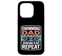 Custodia per iPhone 15 Pro Nuoto Papà Nuotare Mangia Ripeti Divertente Piscina