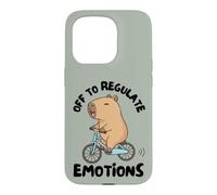 Custodia per iPhone 15 Pro Off to Regulate Emotions Mental Health Funny Capybara