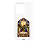 Custodia per iPhone 15 Pro Opera d'arte a mosaico gotico cattolico calice ed eucaristia