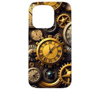 Custodia per iPhone 15 Pro Orologio vintage Steampunk Timepiece design meccanico