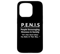 Custodia per iPhone 15 Pro P.E.N.I.S. Funny People La gentilezza nella società Snarky Design