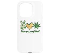 Custodia per iPhone 15 Pro Pace Amore Erba Marijuana Cannabis Retro Vintage