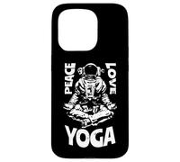 Custodia per iPhone 15 Pro Pace Amore Yoga Astronauta Namaste Meditazione Zen Lotus Pose