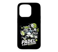 Custodia per iPhone 15 Pro Padel e decisioni sbagliate Divertente Raccoon Match