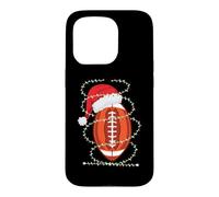 Custodia per iPhone 15 Pro Palla da calcio di Natale, cappello di Babbo Natale, divertente palla sportiva