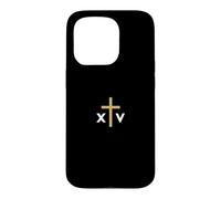 Custodia per iPhone 15 Pro Papa Leone XIV numero romano con Croce sottile Gesù