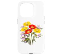 Custodia per iPhone 15 Pro Papaveri rossi e gialli e viole del pensiero Full Bloom Shapes Mania