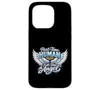 Custodia per iPhone 15 Pro Part Time Human Full Time Angel Parents Kids Cool Wings