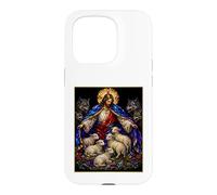 Custodia per iPhone 15 Pro Pastore e protettore Gesù difende le pecore dall'arte dei lupi