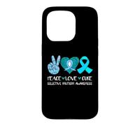 Custodia per iPhone 15 Pro Peace Love Cure Consapevolezza del mutismo selettivo, colore: verde acqua, speranza