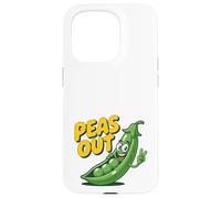Custodia per iPhone 15 Pro Peas Out - Divertente gioco di parole a forma di pisello con scritta «Peas Out Giving Peace»