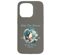 Custodia per iPhone 15 Pro Penguin Surfing Waves Sud Africa Cape Cod Surfs Up Fun