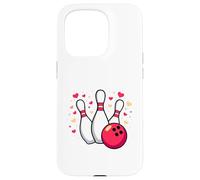 Custodia per iPhone 15 Pro PER L'AMORE DEL BOWLING. SFERA CARTOONE, SPILLE E CUORI