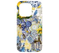 Custodia per iPhone 15 Pro Piastrella Mediterranea E Limone Blu Giallo Mare Italiano Estate
