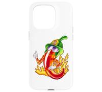 Custodia per iPhone 15 Pro Piccante vigile del fuoco peperoncino fumetto divertente fuoco eroe disegno
