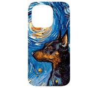Custodia per iPhone 15 Pro Pinscher miniatura Starry Night Dog Min Pin Art by Aja