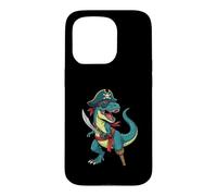 Custodia per iPhone 15 Pro Pirate Dinosaur T Rex - Costume pirata Buccaneer Jolly Roger