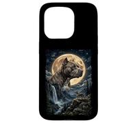 Custodia per iPhone 15 Pro Pitbull con Luna - cani