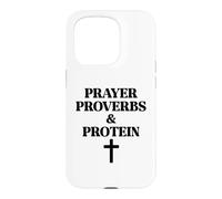 Custodia per iPhone 15 Pro Prayer Warrior Proverbs & Protein Shakes Jesus Weights Faith
