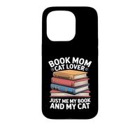 Custodia per iPhone 15 Pro Prenota Mom Cat Lover Just Me My Book And My Cat