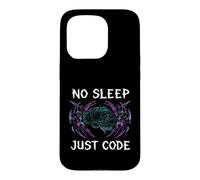 Custodia per iPhone 15 Pro Programmer Hacker No Sleep Just Code Cyberpunk Brain
