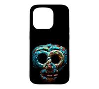 Custodia per iPhone 15 Pro Quetzalcoatl Maschera Azteca Mosaico Turchese