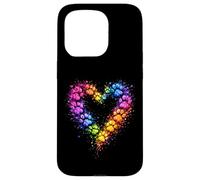 Custodia per iPhone 15 Pro Rainbow Paw Heart Colorful Dog & Cat Lover Pet Art