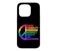 Custodia per iPhone 15 Pro Rainbow Peace Pride Visibilità Libertà Rispetto
