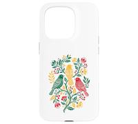 Custodia per iPhone 15 Pro Rasta Reggae Roots Three Birds Jamaica Folk Art Floral