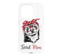 Custodia per iPhone 15 Pro Red Glasses Bandana Ink Illustration Happy Mom Ferret Lover