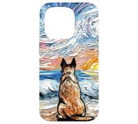 Custodia per iPhone 15 Pro Red Heeler Starry Night Art - Regalo per gli amanti dei bovini