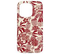 Custodia per iPhone 15 Pro Red Tropical Pineapple Palm Leaf Aloha Summer Pattern