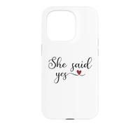 Custodia per iPhone 15 Pro Regalo carino con scritta in lingua inglese "She said yes"