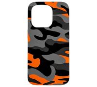 Custodia per iPhone 15 Pro Retro Hunter Safety Orange Camo Vintage Nero Camouflage