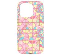 Custodia per iPhone 15 Pro Retro Pink and Yellow Geometric Floral Pattern Girly Pastel