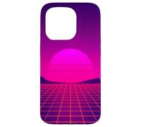 Custodia per iPhone 15 Pro Retro Sunset Horizon Minimal Synthwave Paesaggio