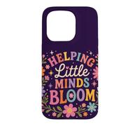 Custodia per iPhone 15 Pro Retro Teacher Helping Little Minds Bloom Floral Citazione