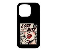 Custodia per iPhone 15 Pro Retro Vampire Halloween Love at First Bite Kiss or Treat
