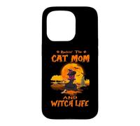 Custodia per iPhone 15 Pro Rocking The Cat Mom Witch Life American Shorthair Halloween