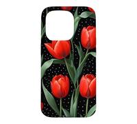 Custodia per iPhone 15 Pro Rose rosse Midnight Darkness Fiori Floreale