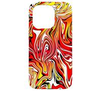 Custodia per iPhone 15 Pro Rosso Giallo Bianco Nero Fiamma Astratto Design Colorato