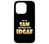 Custodia per iPhone 15 Pro Sam Costume IDGAF Meme Personalized First Name Samuel Joke