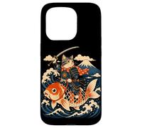 Custodia per iPhone 15 Pro Samurai Cat Equitazione Koi Anime Guerriero Giapponese Arte