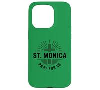 Custodia per iPhone 15 Pro Santa Monica Prega per noi Patrona Santa Cattolica Croce
