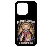 Custodia per iPhone 15 Pro Sant'Ignazio di Loyola Ad Maiorem Dei Gloriam Gesuita Cattolico